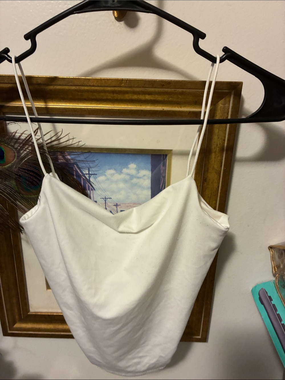 SHEIN White Draped Cowl Neck Spaghetti Strap Camisole